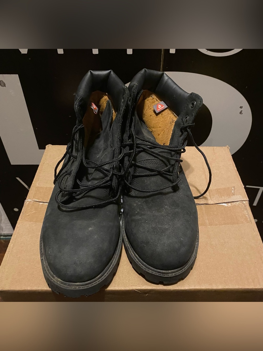 🔴Timberland Black Kids Lace-Up Boots with Tan Lining